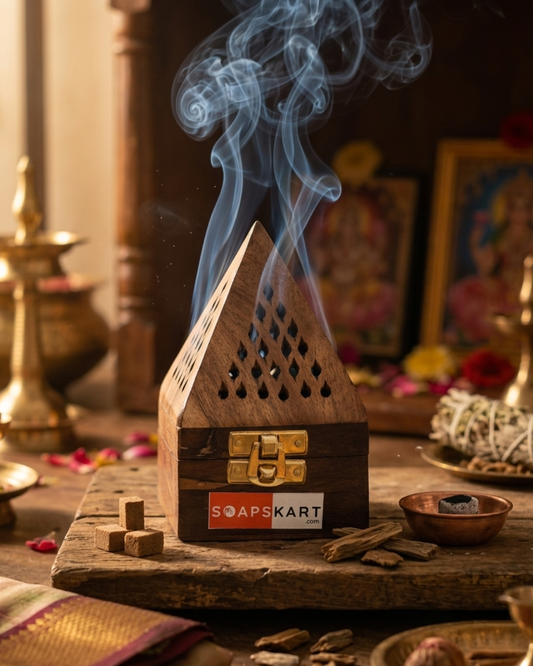 Wooden Pyramid Dhoop Stand