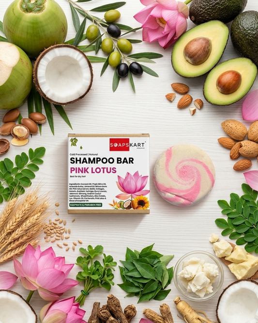 Pink Lotus Shampoo Bar (For Soft & Sensitive Hair)